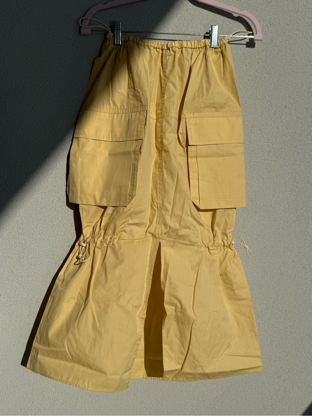 Zara Yellow Cargo Midi Skirt